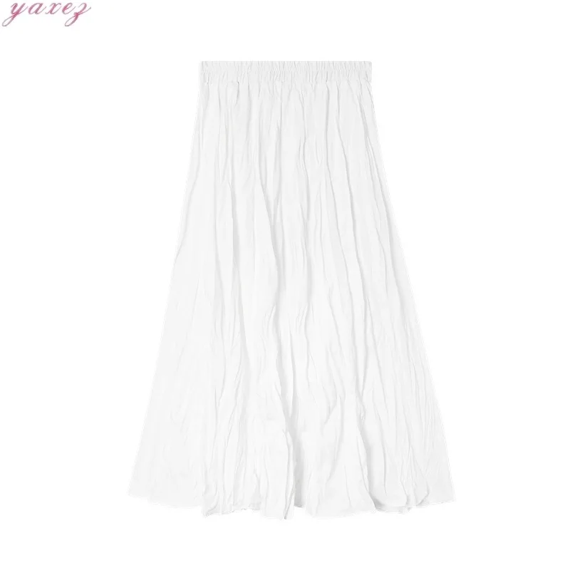 

Плотная плиссированная юбка для женщин; Юбка для девочек; Юбка с завышенной талией для девочек 2020 Женская длинная юбка одежда размера плюс ю...