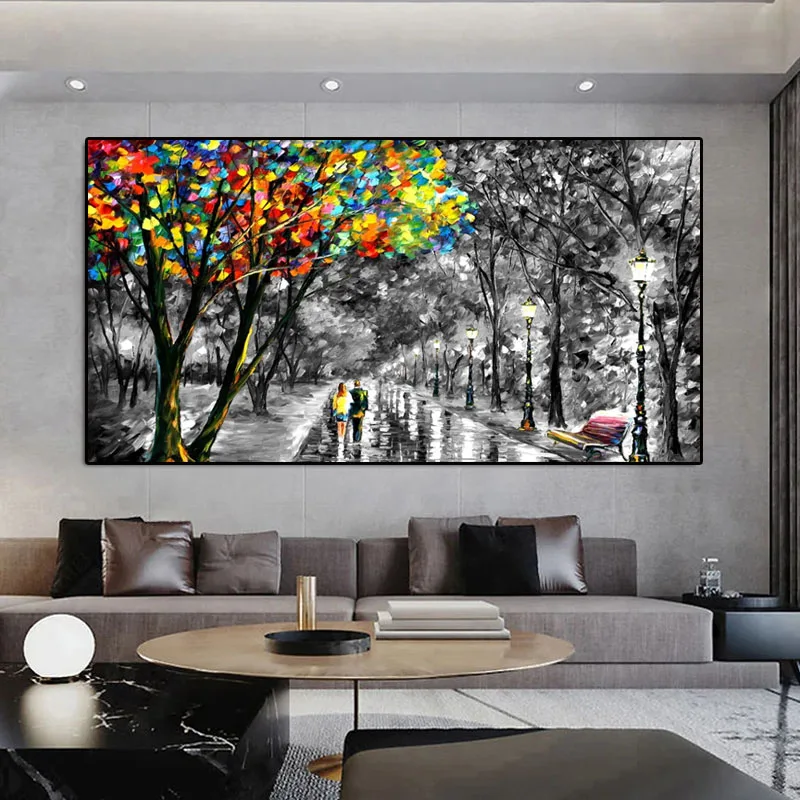 Высокое качество 100% ручная роспись маслом красочная палитра нож уличный пейзаж