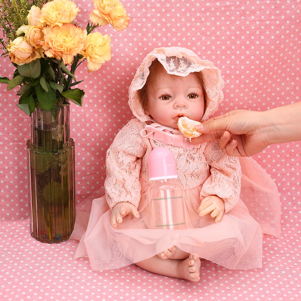 Reborn Baby Dolls 22 дюймов маленькая принцесса силиконовая Реалистичная кукла ребенок игрушка розовое платье реалистичное 55 см Bebe кукла для новорожденного