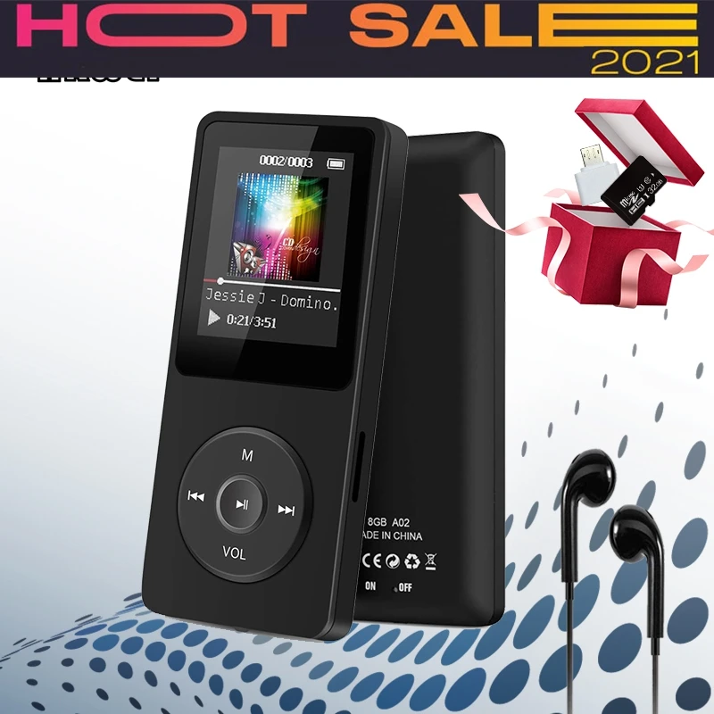 Mp3 плеер с емкостью до 32 Гб Наушники Hi Fi Fm радио спортивные портативные