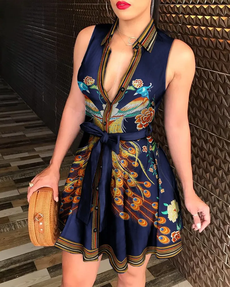 

Цифровая Печать Лето Новое модное китайское Стиль Павлин кардиган с v-образной горловиной, напечатанный букет юбка сексуальный v-образный в...