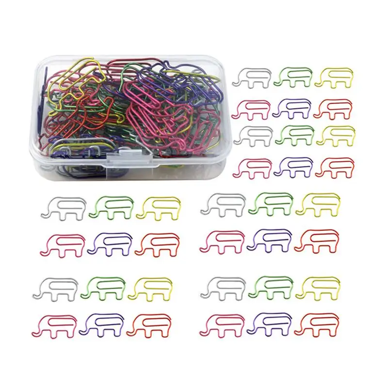 

60pcs Bookmark Clips Elephant Shape Paper Clips Office Supplies (Colorful)