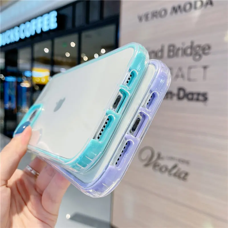 

Candy Color Transparent Phone Case For iPhone 12 11 Pro Max X XR XS Max 7 8 Plus 12 Clear Back Cover