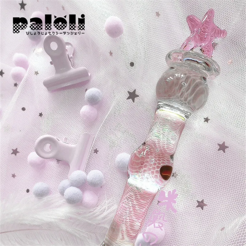 Розовый Звездный стеклянный анальный фаллоимитатор для взрослых|Анальные