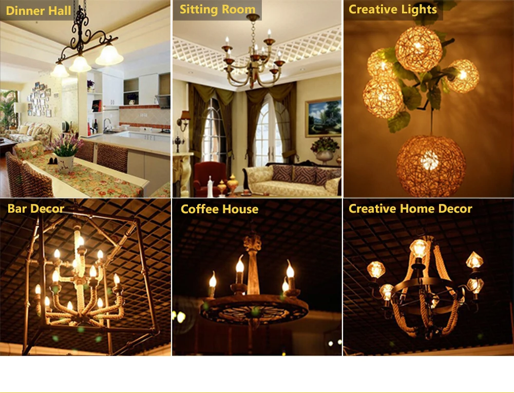 

New Design LED Filament E14 Bulb 4W 8W 110V 220V Edison Glass Candle Lights Lighting For Chandelier Night Light For Indoor Home