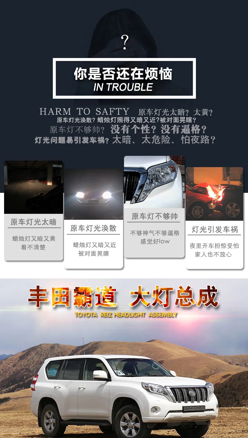 Автомобильный Стайлинг для Toyota- Prado светодиодный налобный фонарь светодиодный DRL Hid головной фонарь Ангел глаз биксенон двойной луч фары аксессуары