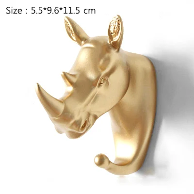 Rhinoceros-Gold Strongwell в скандинавском стиле, золотые подвесные крючки, крепкие бесшовные крючки, вешалки для ключей, Настенный декор, украшение для дома - Цвет: Rhinoceros-Gold