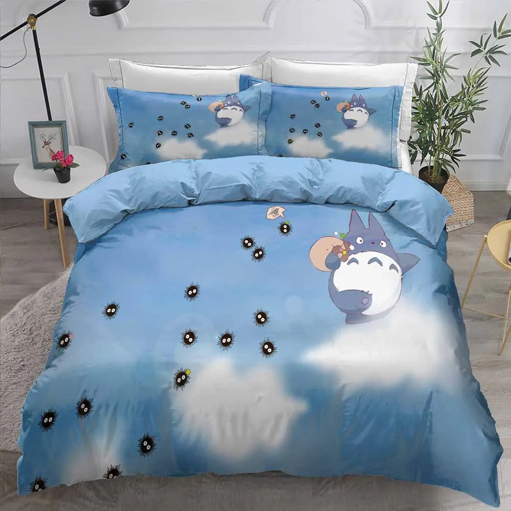 

Home Textile Cartoon Anime Totoro King Size Bedding Set Bed Linens 3pcs Comforter Bedding Sets Duvet Cover Bed Sheet Pillowcase