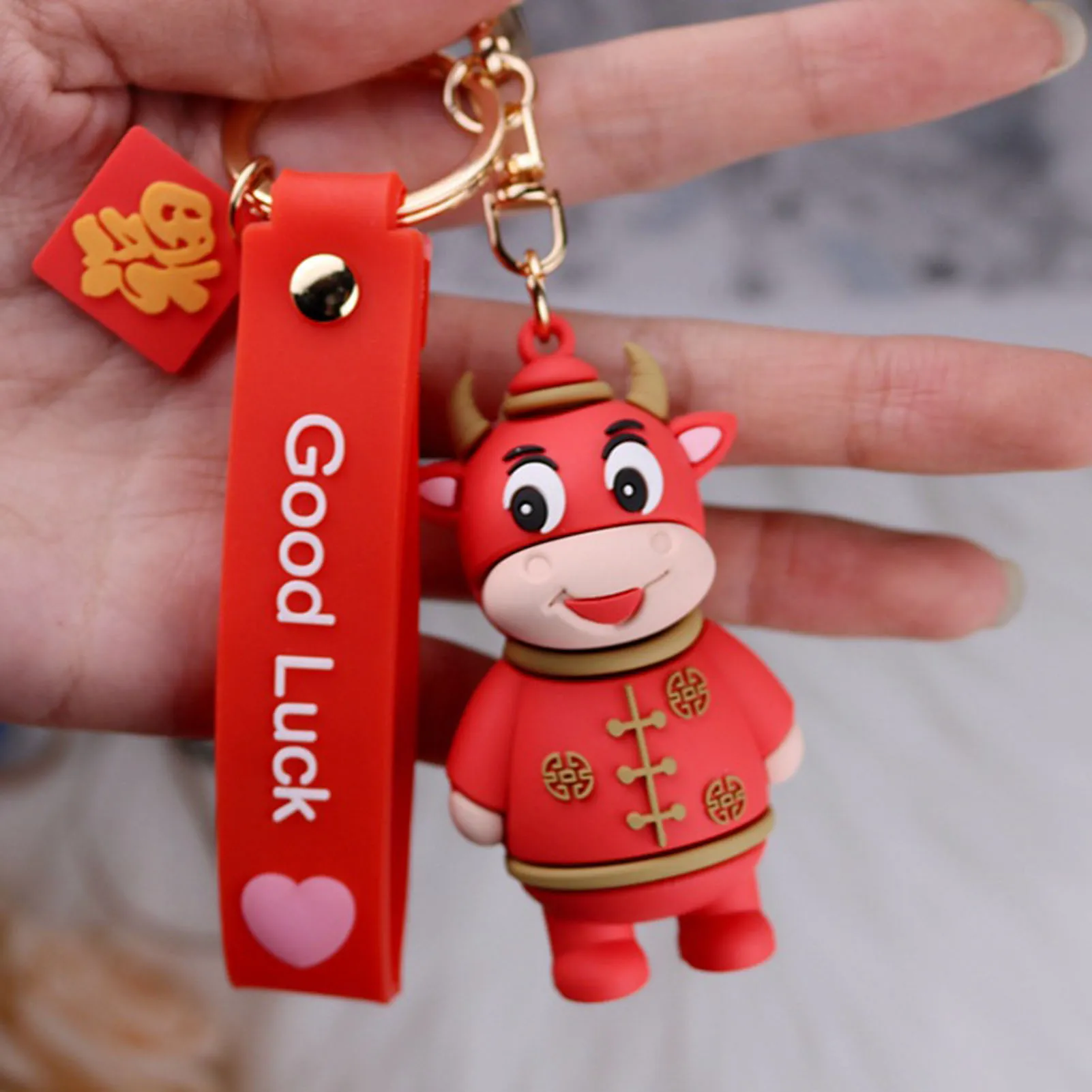 

Lovely Cartoon Cattle Design Pendant Keychain Key Holder Bag Decor Accessories