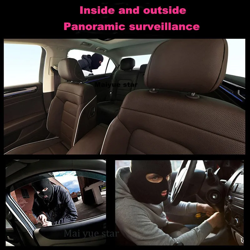 Автомобильный видеорегистратор с тремя объективами 360 дюйма внутри и снаружи