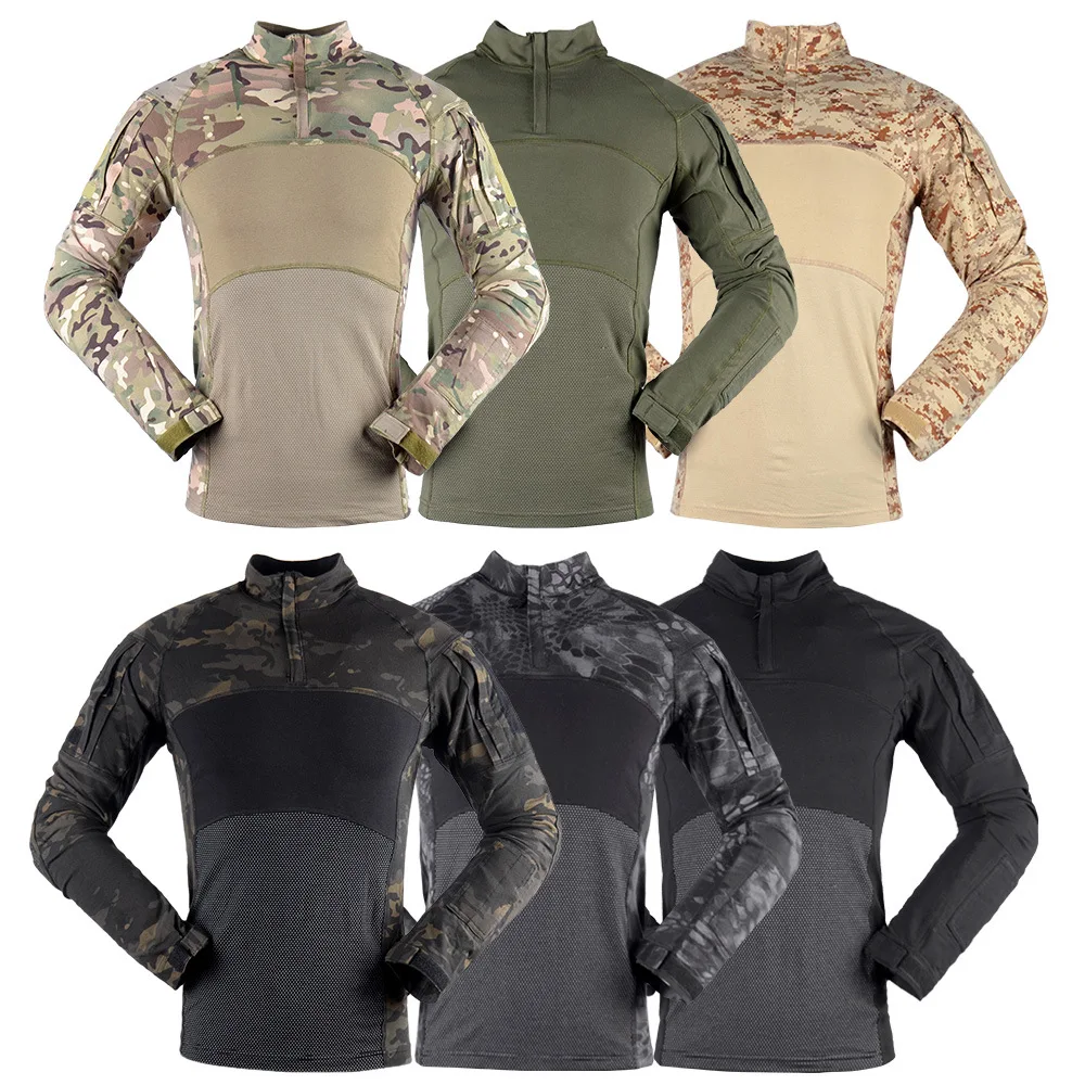 

Men Tactical Military Shirt Uniform Camouflage Men Long Sleeve Solider Army Shirts Multicam Frog Suit T Shirts Combat Clothing