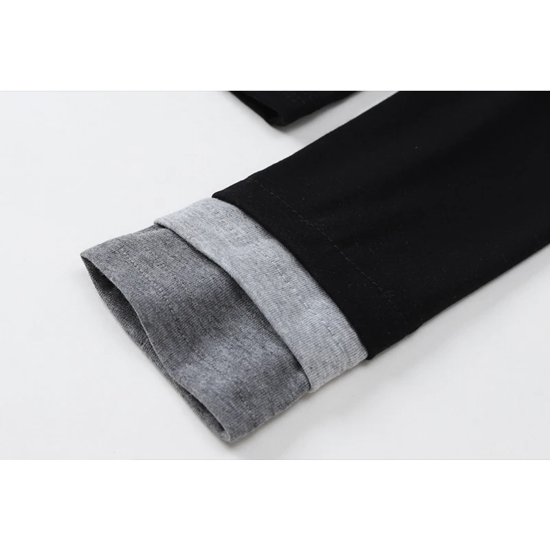 

Crewneck Collar Spliced Crop T Shirt Long Sleeve Streetwear E-Girl Tide Tees Relax Y2K Korean 2021 Spring Ulzzang Fashion Tops