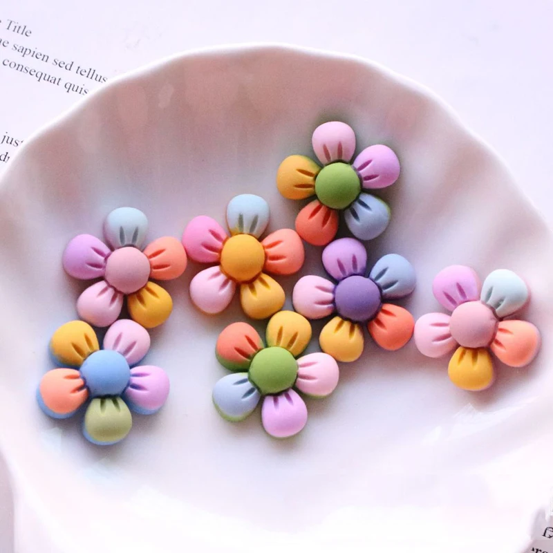30 шт./лот Матовый Цветок с пятью лепестками полимерное украшение для волос сделай