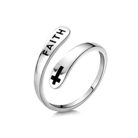 1 piece of fashionable vintage silver cross faith christian men and women opening ring party jewelry easter good friday gift