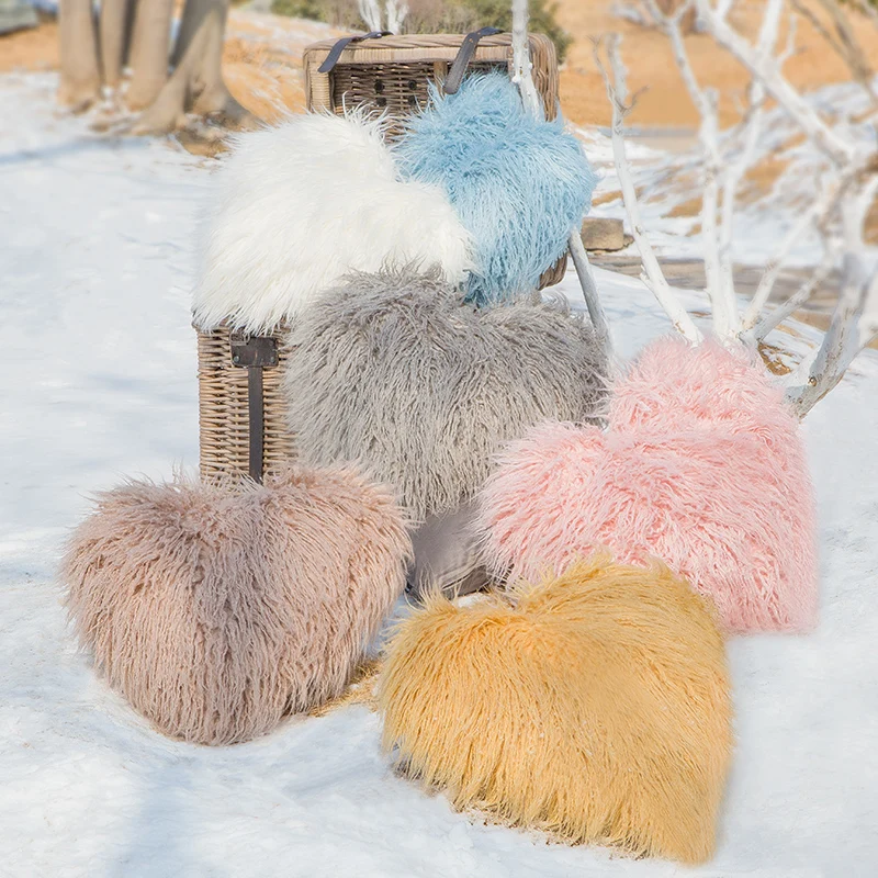 Супермягкая плюшевая монгольская декоративная подушка из искусственного меха в