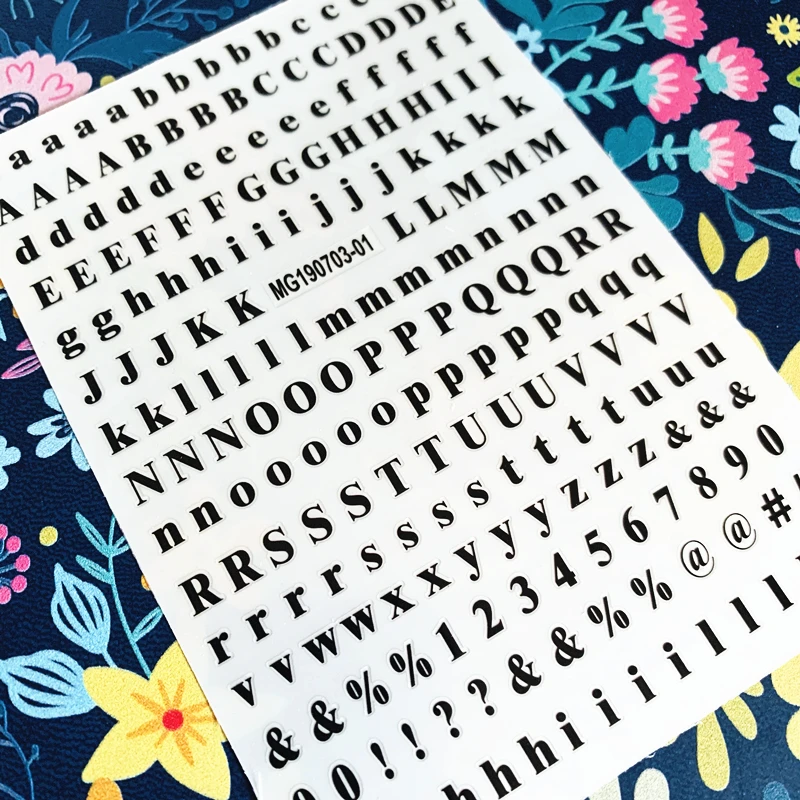 2020 последние 5 видов цветов Английский алфавит 3d дизайн ногтей наклейки для