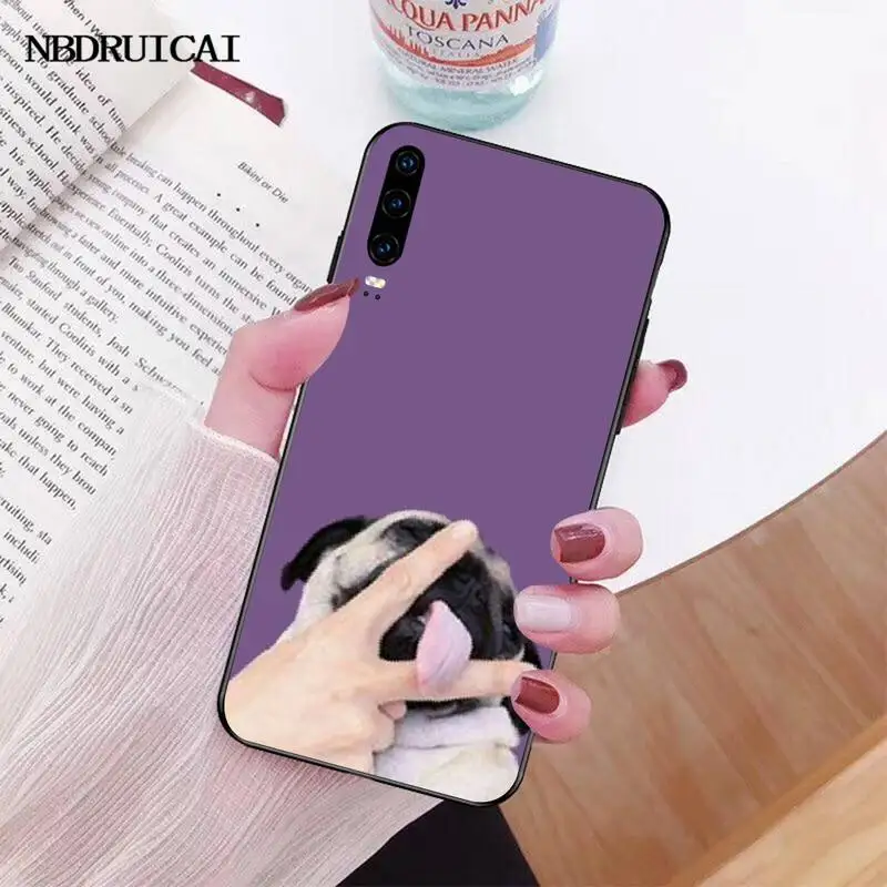 

Pug French Bulldog Cover Black Soft Shell Phone Case For Huawei Y5 Y6 Y7 Y9 Prime 2019 Enjoy 7 8 9 10 Plus