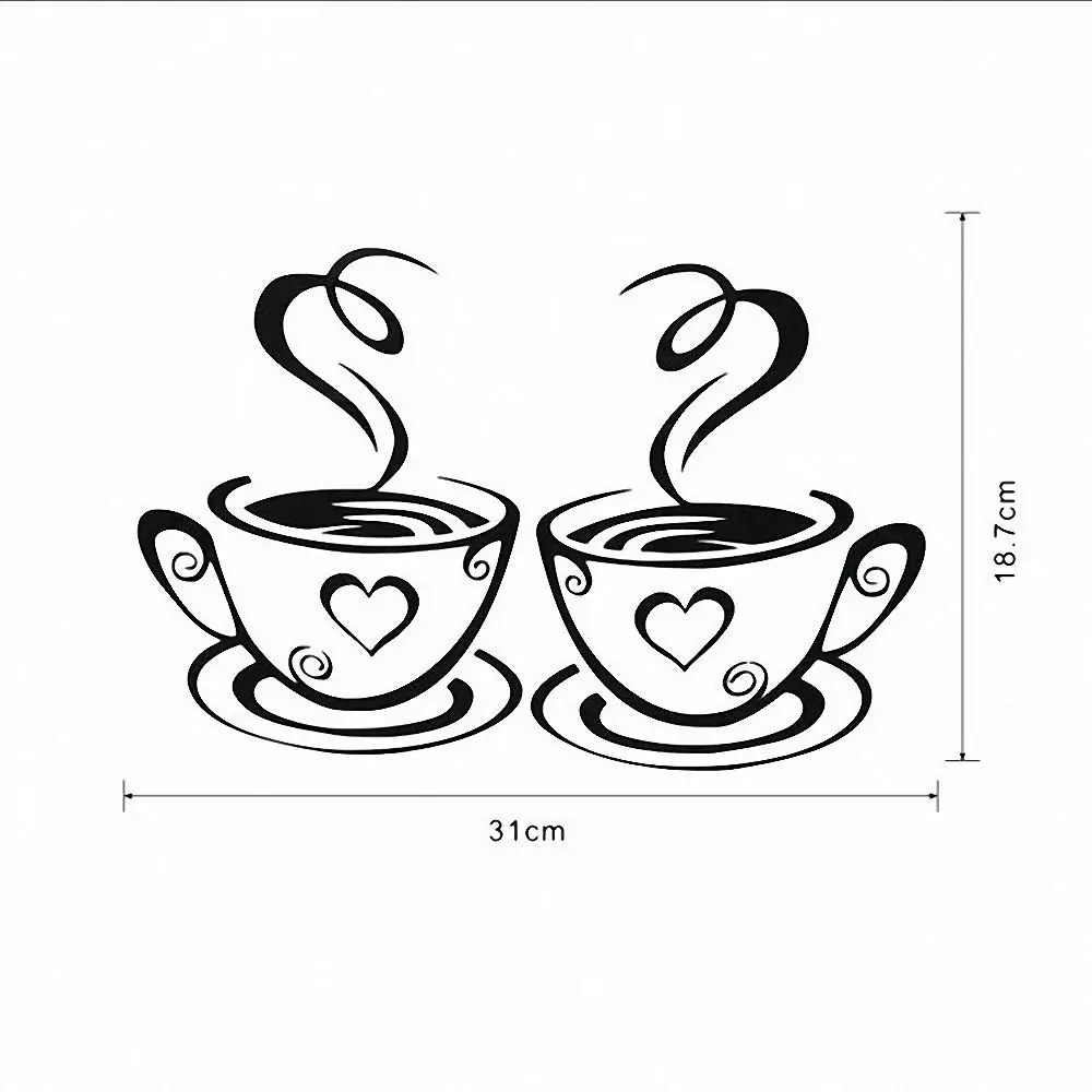 Настенный стикер для кухни 1 пара кофейная чашка с сердцем наклейка кафе духовки