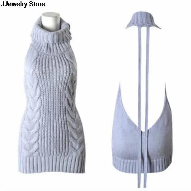 Лидер продаж! Женский Длинный трикотажный свитер без рукавов с высоким