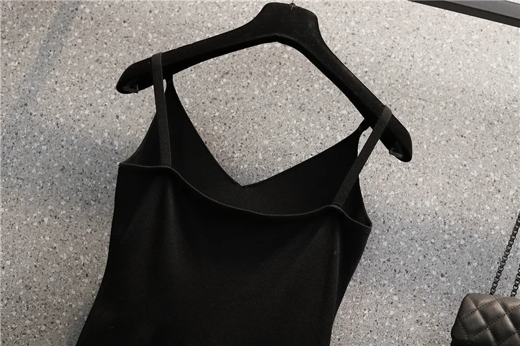 Женский черный костюм большого размера кардиган с жемчугом жакет топ и платье на