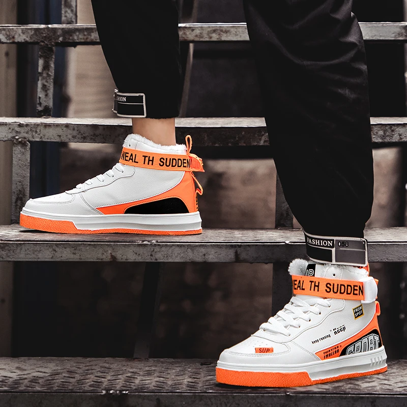 Черные мужские ботильоны больших размеров 39-46 теплые зимние кроссовки для бега