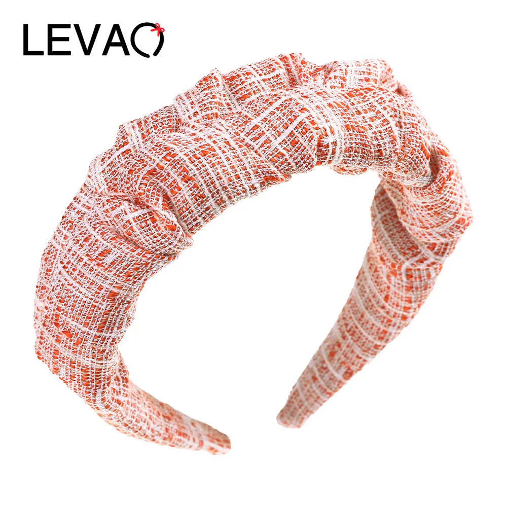 

LEVAO Pleated Headband Cloth Bezel New Turban for Women Wide Size Hairbands Girls Accessories Hair Hoop Autumn Winter 2021