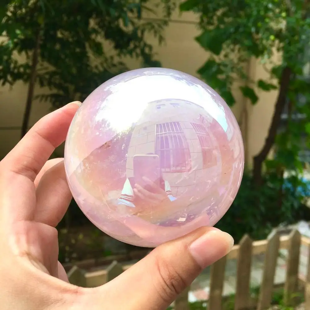 Стандартный розовый кварцевый шар с гальваническим покрытием хрустальный