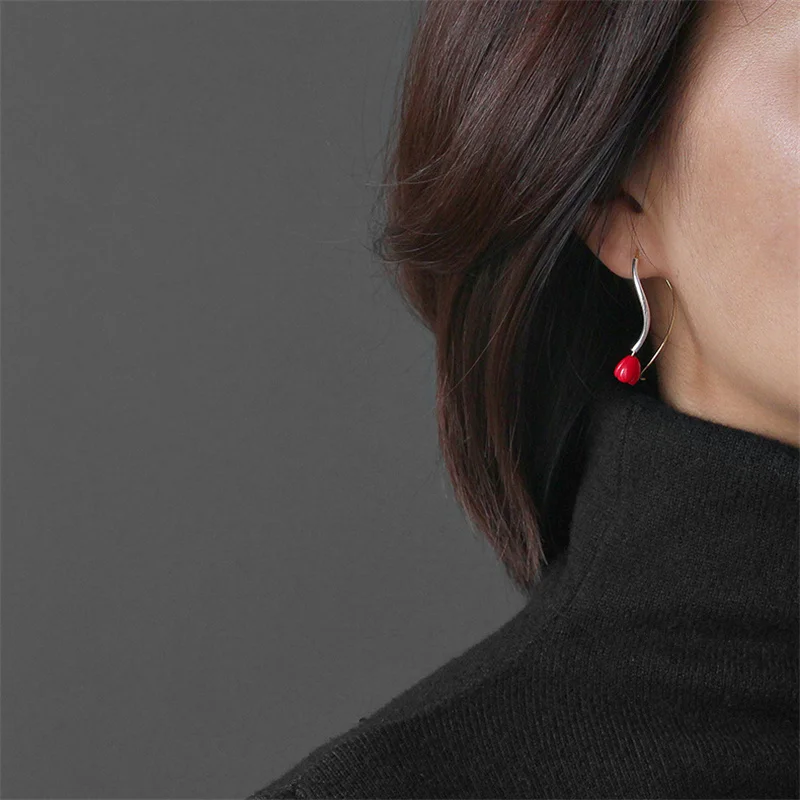 Женские серьги гвоздики из серебра 925 пробы с красным кораллом|Серьги-гвоздики| |