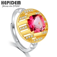 hepidem 100 topaz 925 sterling silver rings 2022 new trend women red stone gemstones wedding bands s925 fine jewelry 3419