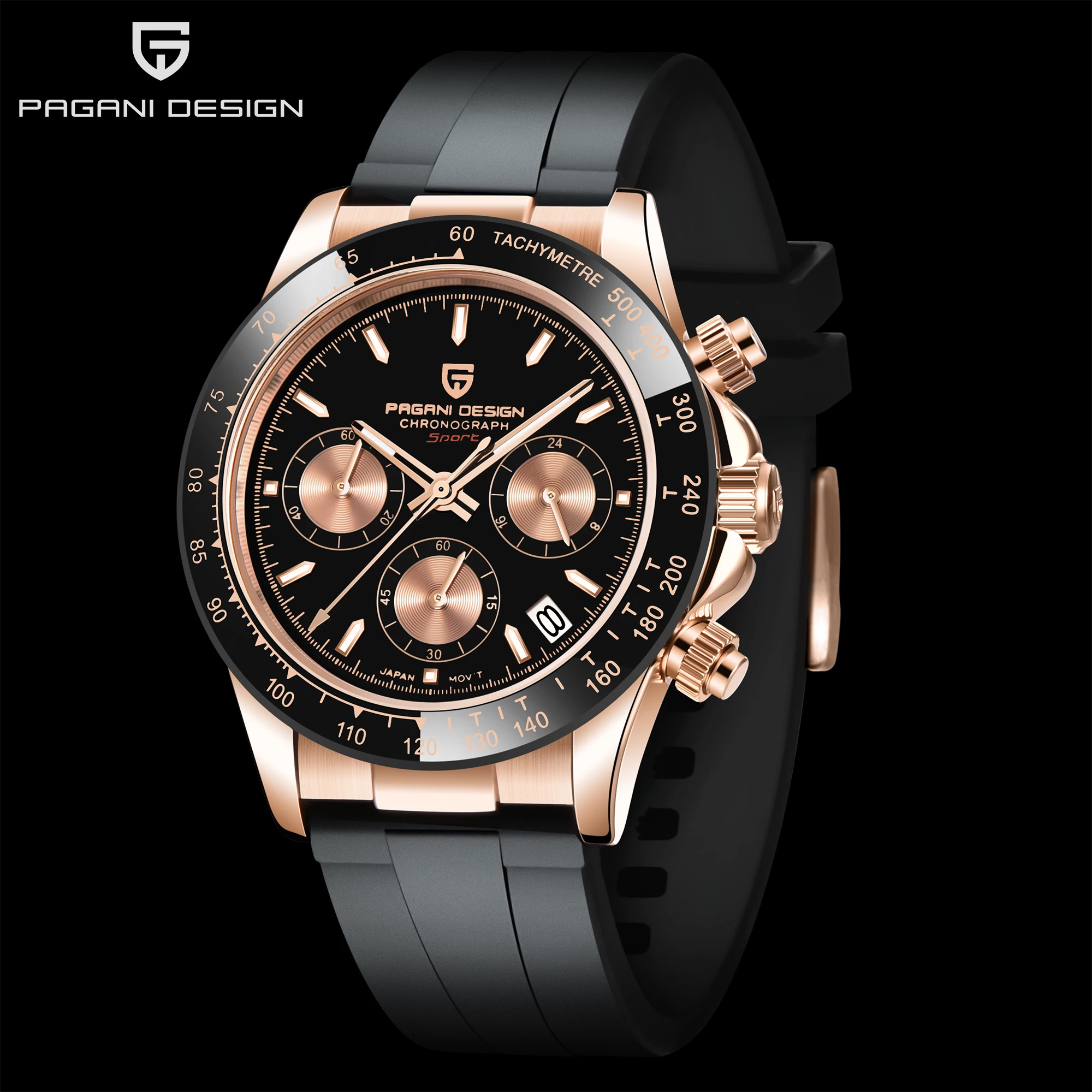 

PAGANI DESIGN Men's Quartz Wristeatch Fashion Sports Military Chronograph Rubber 100M Waterproof Clock Relogio Masculino