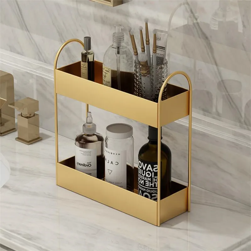 

Luxury Tray Northern Europe Metal Bathroom Desk Organizer Makeup Storage