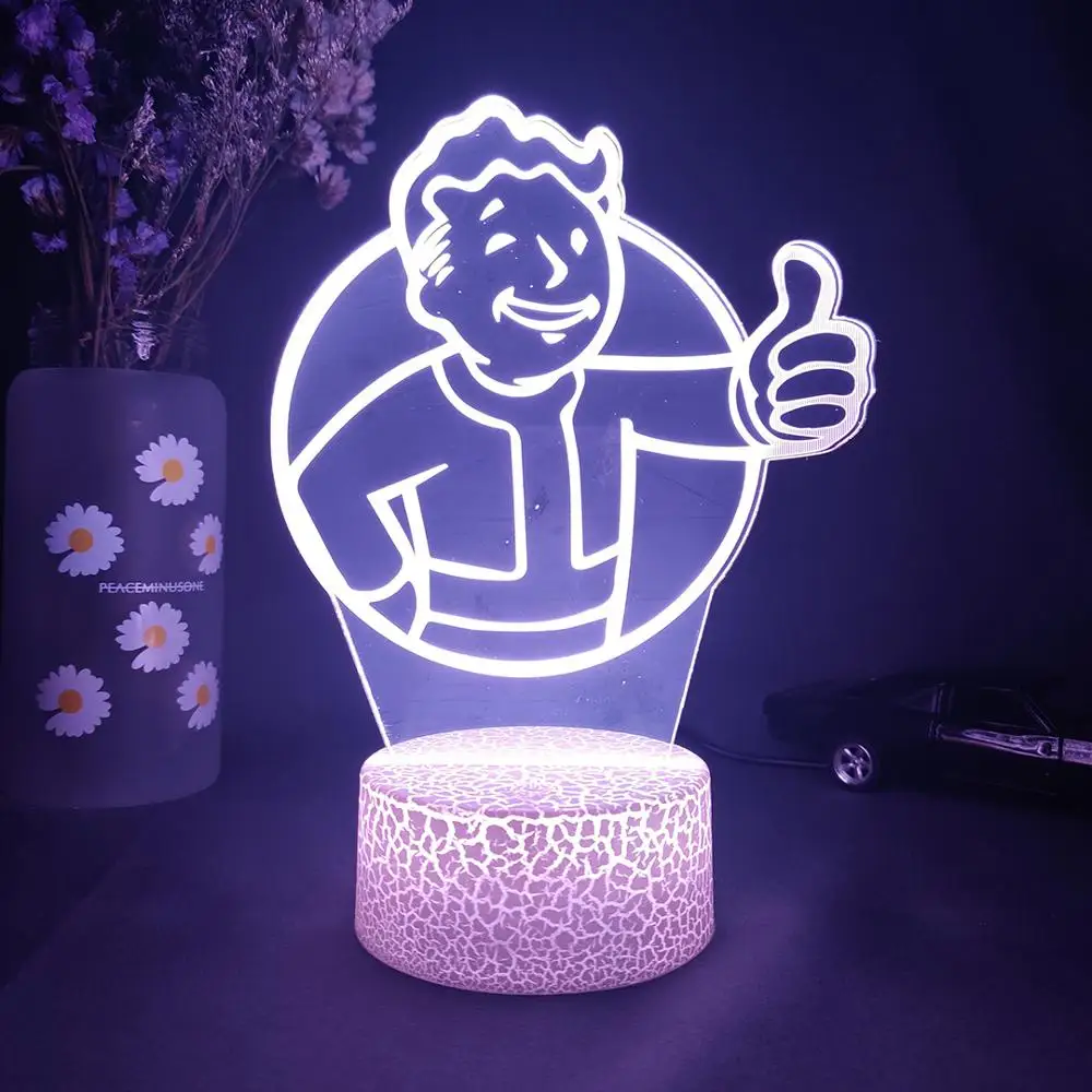

LED Art Gift Lamp Game Fallout Shelter Logo 3D Night Light Room Decor Weeb Computer Desk lights Bedroom Bedside Table Nightlight