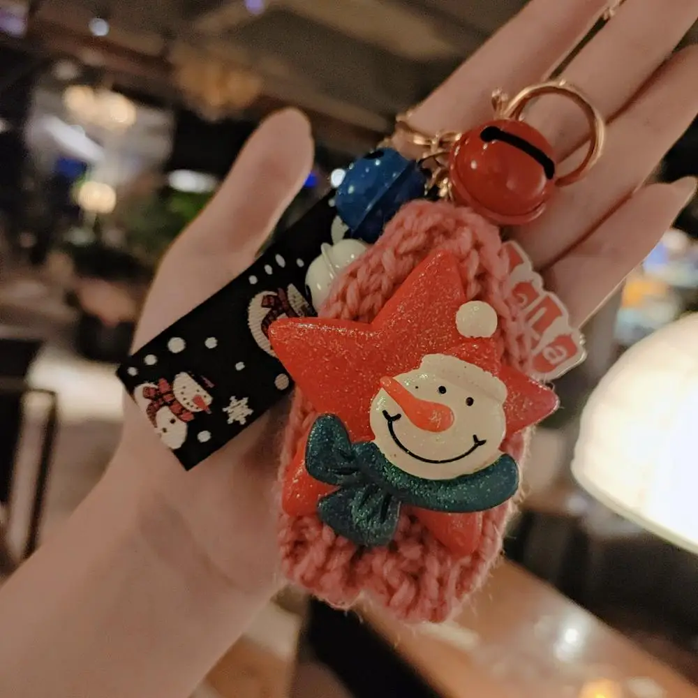 Рождественский зимний подарок брелок для ключей с милым отцом оленем снеговиком