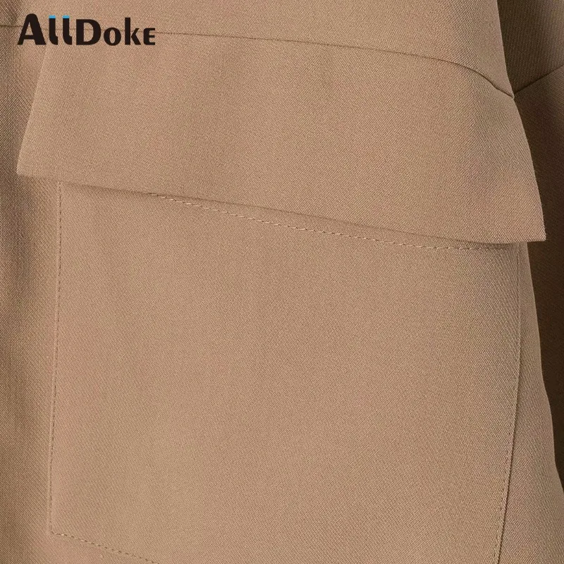

Alldoke 2020 Women Jacket Autumn Turn-Down collar Single Breasted Bat Sleeve Double Pocket Khaki Coat Causal Tops veste Femme