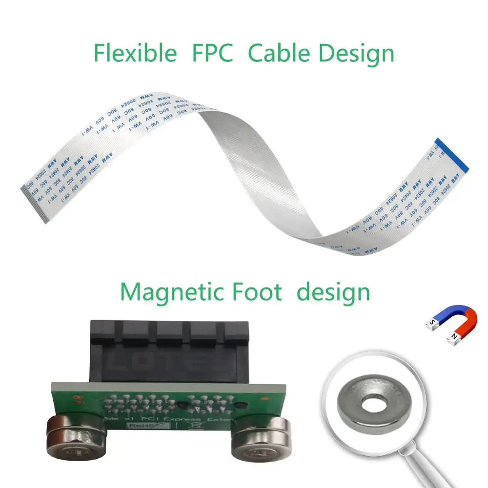

Upgrade Version PCI-e 36Pin 1X Extension cable With 3.3v Power LED and Magnetic foot pad