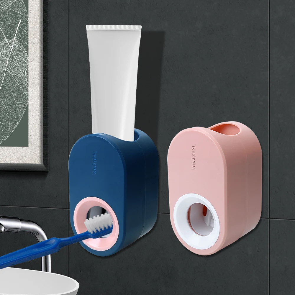 

Storage Rack No Drilling Toothpaste Squeezer Toothbrush Holder Wall Mounted Dust-proof Automatic Toothpaste Dispenser
