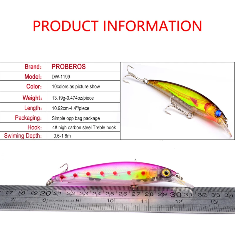 

11cm 13.4g Fishing Eyes bait Lure Minnow Hard Bait with 2 Fishing Hooks Fishing Tackle Lure new high qualityve