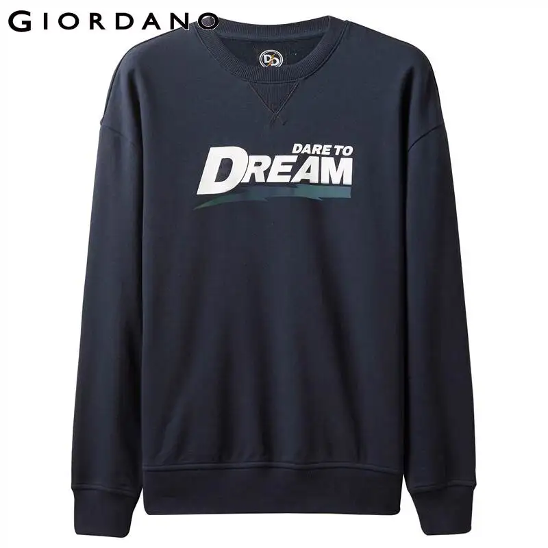 Giordano мужской джемпер с печатным принтом dare to dream на груди имеет круглый вырез под