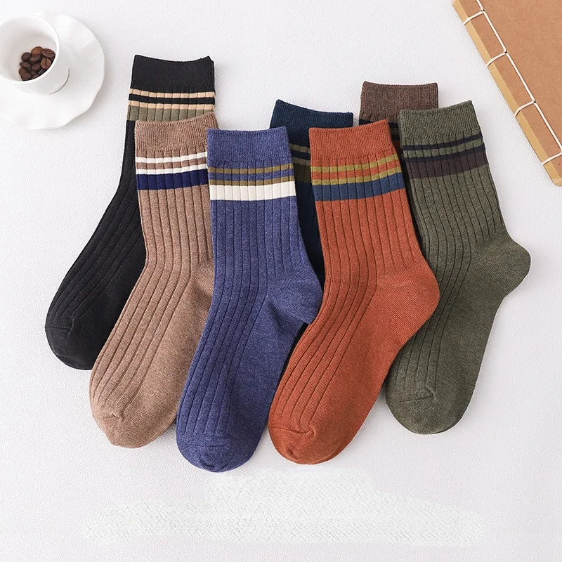 

10 Pairs Socks Men Socks Fashion Cotton Crew Striped Black Basketball Socks Autumn Man Socks Wholesale Comfortable Breathable