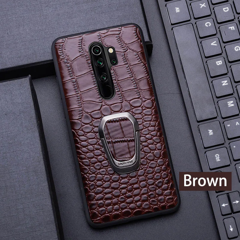 Brown with Stand Чехол для телефона из натуральной кожи для Xiao mi Red mi Note 7 8 pro 5 6 mi 8 9se lite 9T pro A2 A3 Note10 mi x 2s Max 3 Y3 Poco F1 чехол - Цвет: Brown with Stand