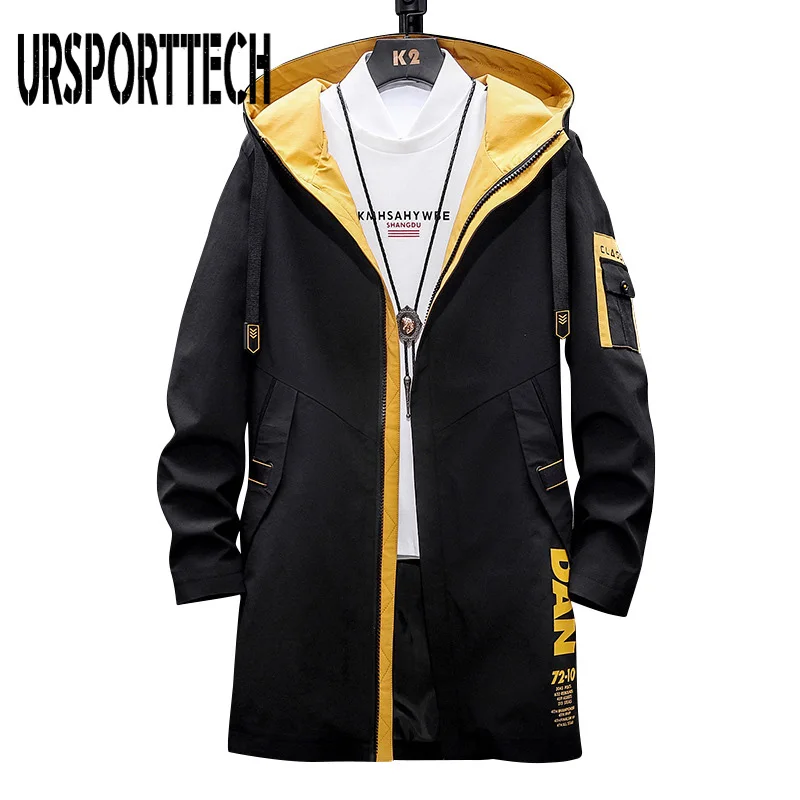 

2020 Autumn Jacket Men's Clothing Spring Casual Long Bomber Jacket Streetwear Men Windbreaker Black Japan Style Fashion Coats