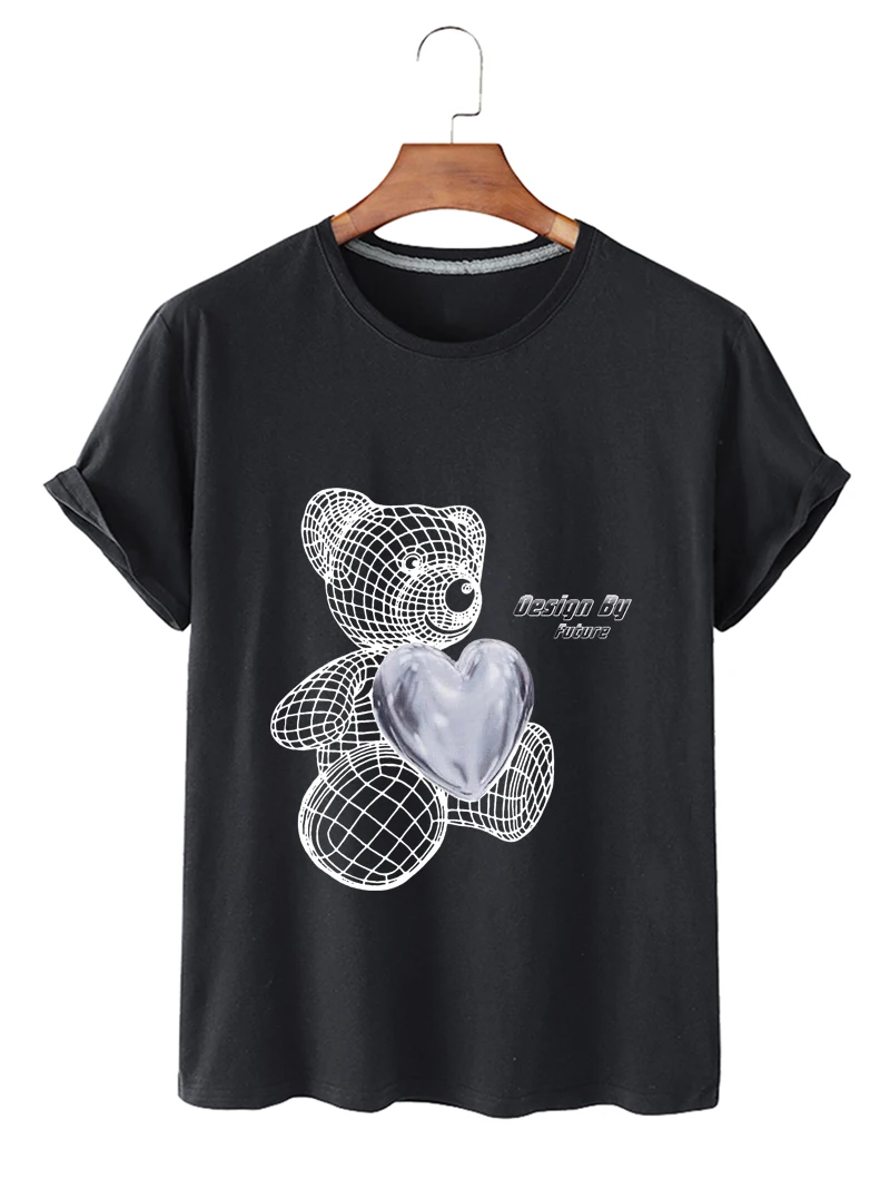 

Женская футболка с принтом медведя, Повседневная Свободная рубашка с круглым вырезом, женская футболка с коротким рукавом, лето 2021