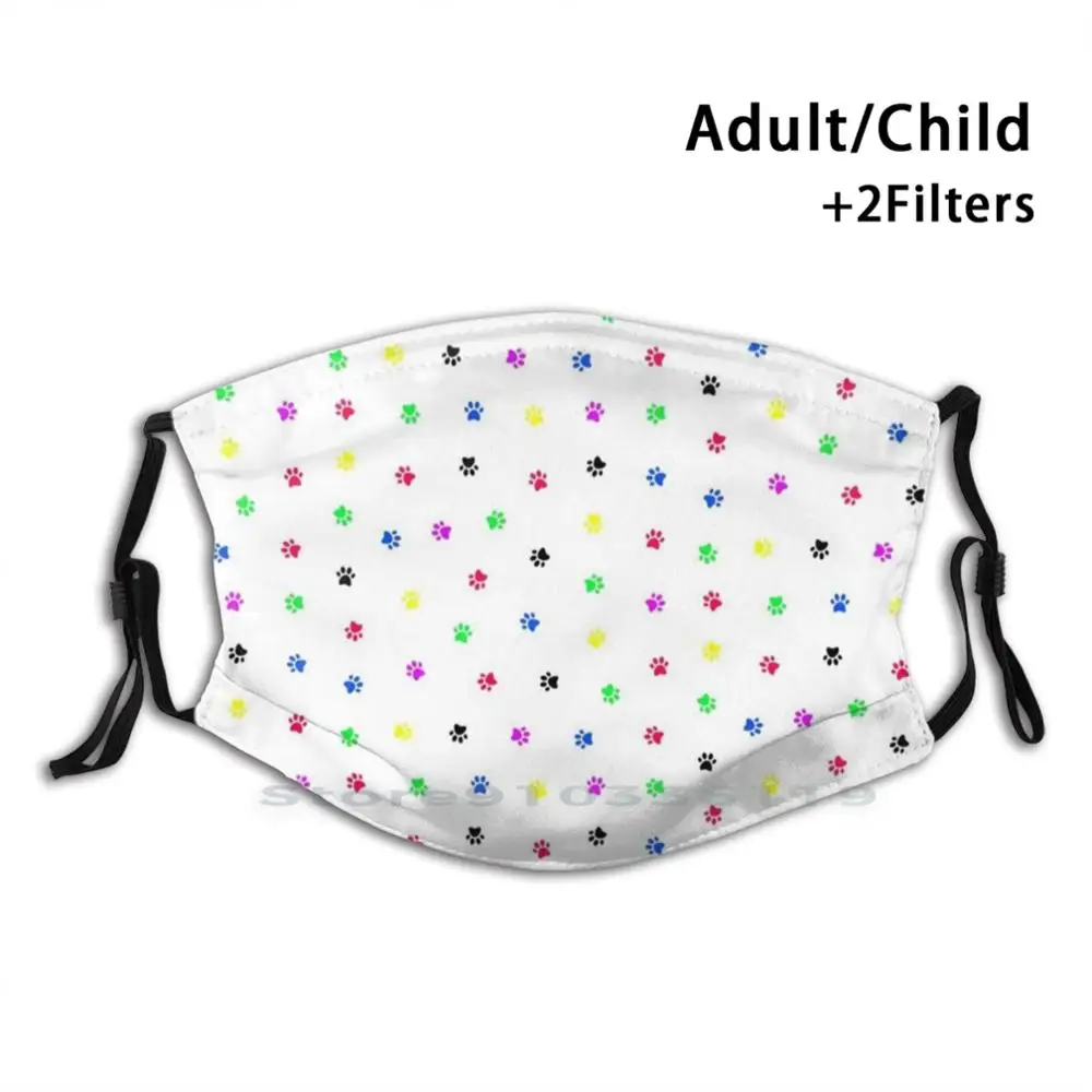 

Cat Paws Cute Design Anti Dust Filter Washable Face Mask Kids Animals Animal Cat Cats Kitten Kittens Rainbow Paws Paw Pawprint