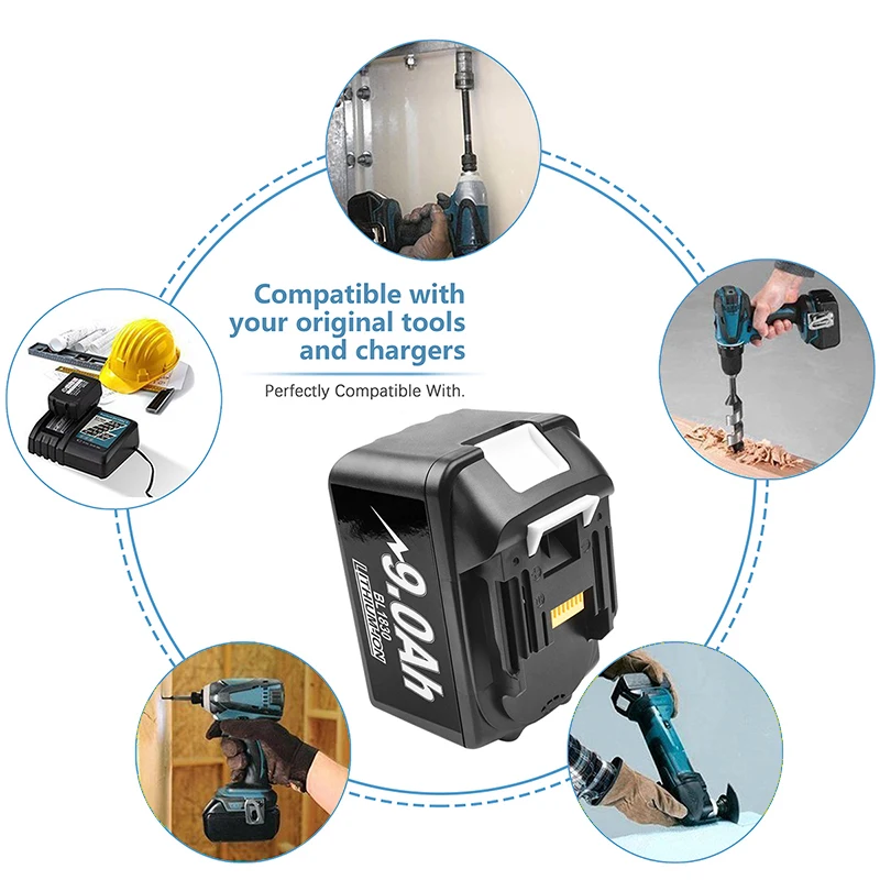

BL1830 18V 9.0Ah Li-ion Battery For Makita BL1815 BL1835 BL1840 BL1850 BL1860 LXT400 194204-5 194205-3 Cordless Power Tools