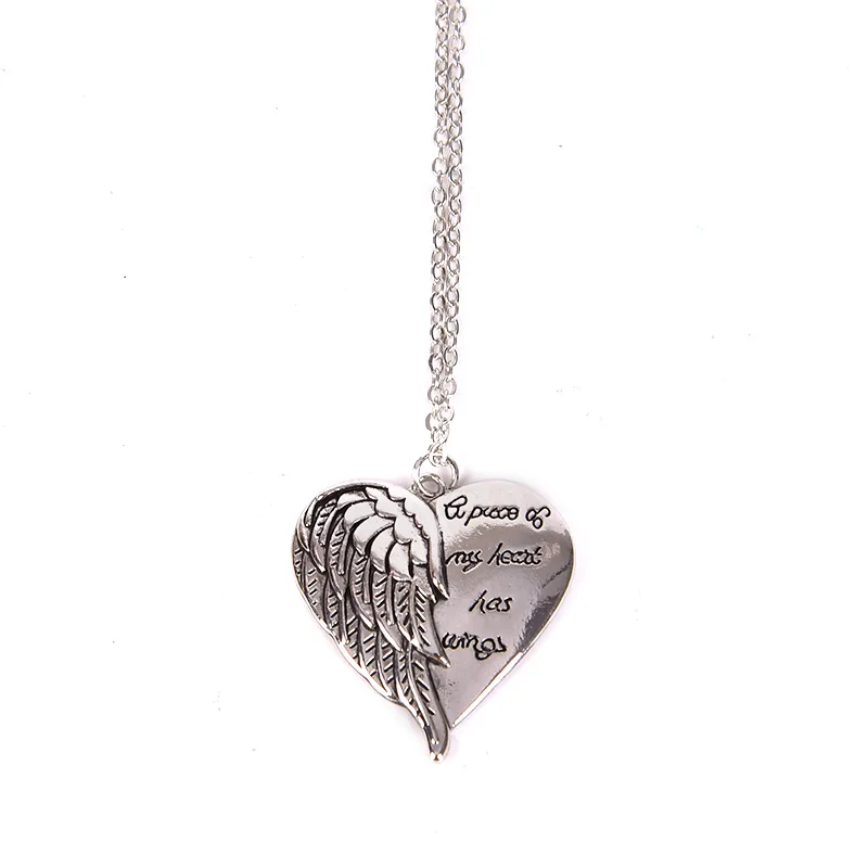 

Elegant Letter A Piece of My Heart Has Wings Whisper In My Heart Angel Necklace for Women Family Lover Jewelry Gifts