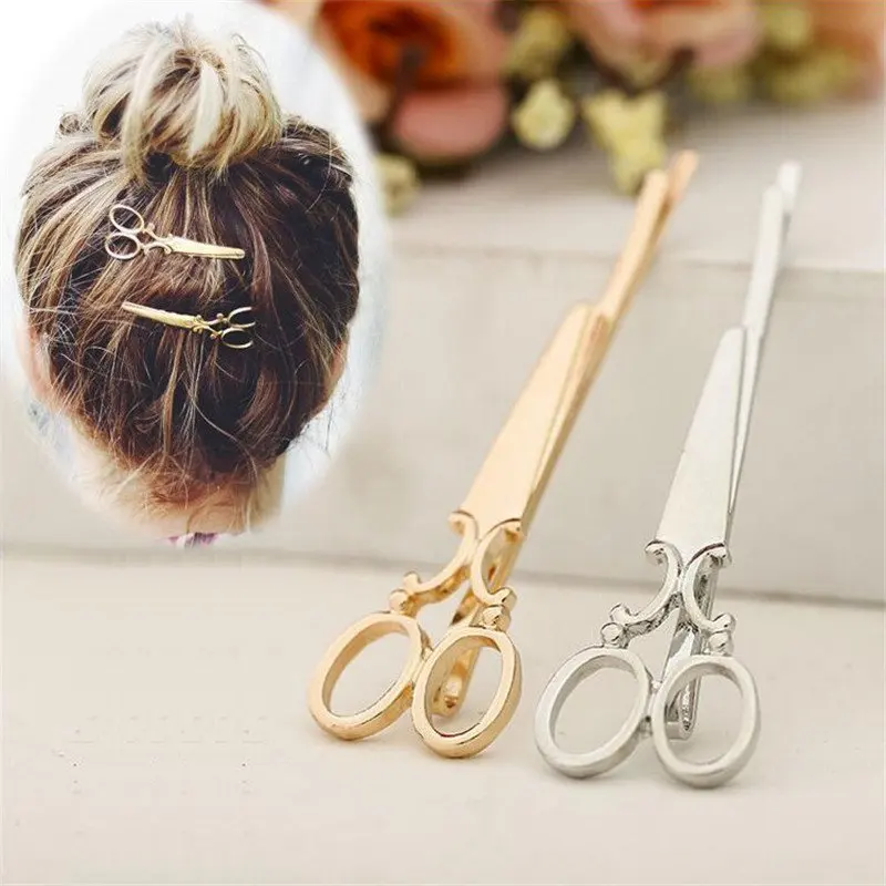 

Gold Color Silvery Scissors Shape Hairpin Hair Clip Bobby Pin Barrette Headdress Accessories Beauty Styling Tool For Women