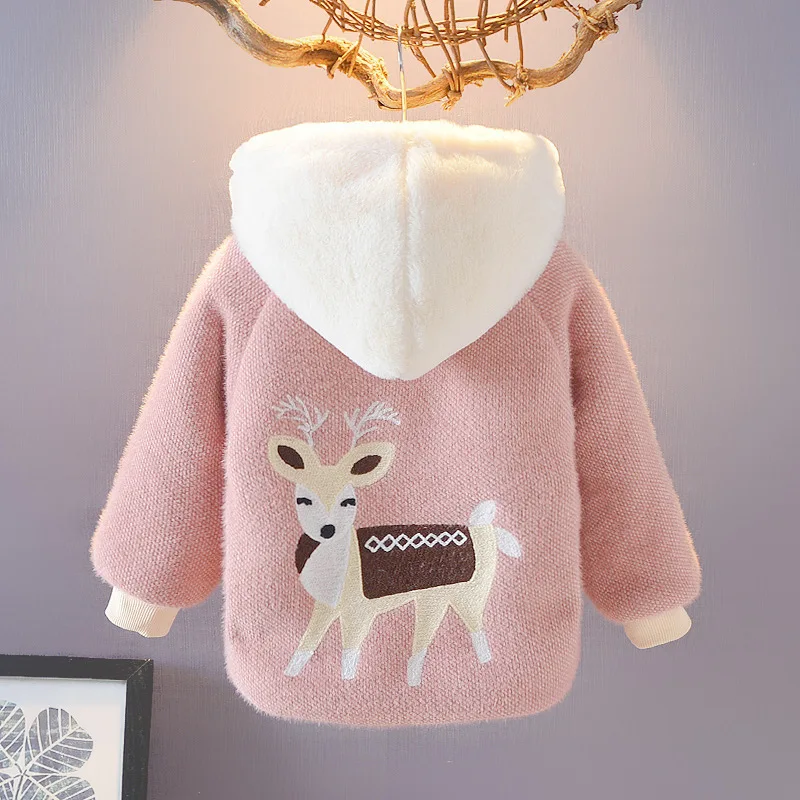 Зимние детские куртки для малышей плотные пальто Теплые вельветовые с капюшоном