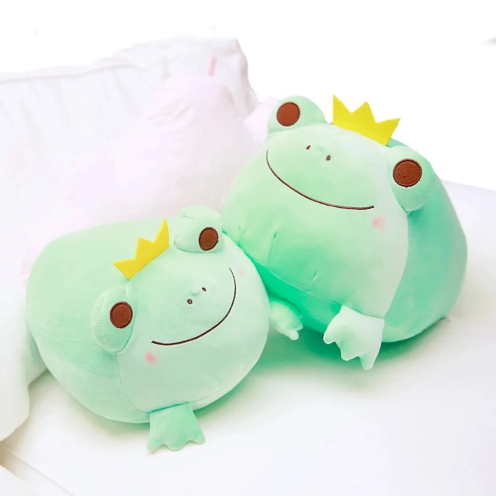 

1PC 35CM Cute The Crown Frog Plush Pillow Stuffed Down Cotton Kids Toys Kawaii Smile Frog Dolls For Children Birthday Gift