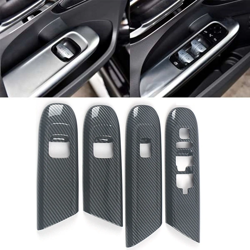 

For Mercedes-Benz C-Class W206 C260 2022 Window Control Panel Glass Lift Switch Cover Trim Carbon Fiber ABS