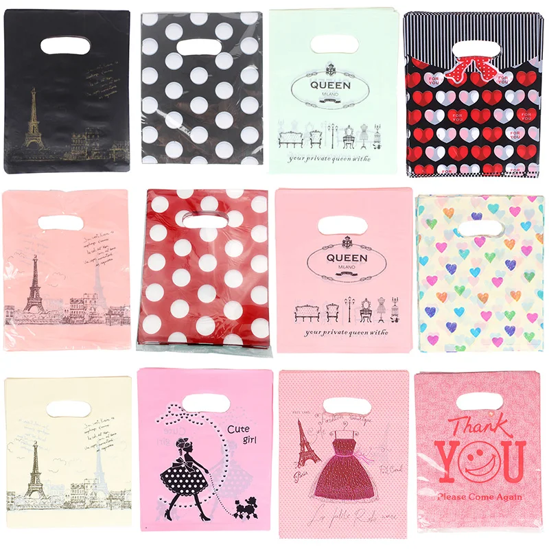 50 шт./лот милые пластиковые хозяйственные сумки сумка вечерние подарочные пакеты